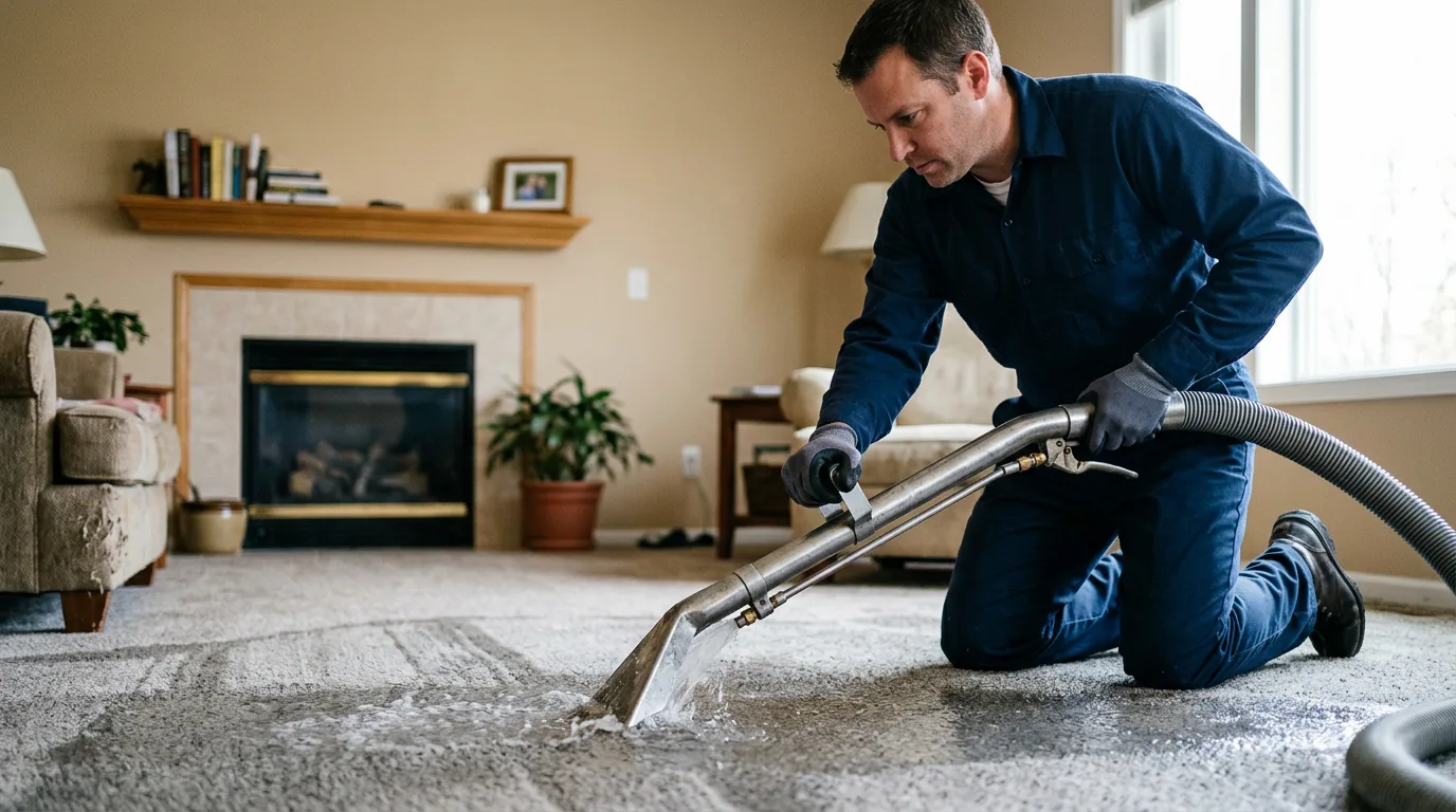 Water damage restoration technician working near Columbus, NE